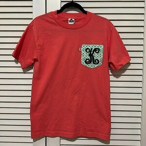 Simply Southern Embroidered Monogram K Initial Pocket Short Sleeve Women S Coral